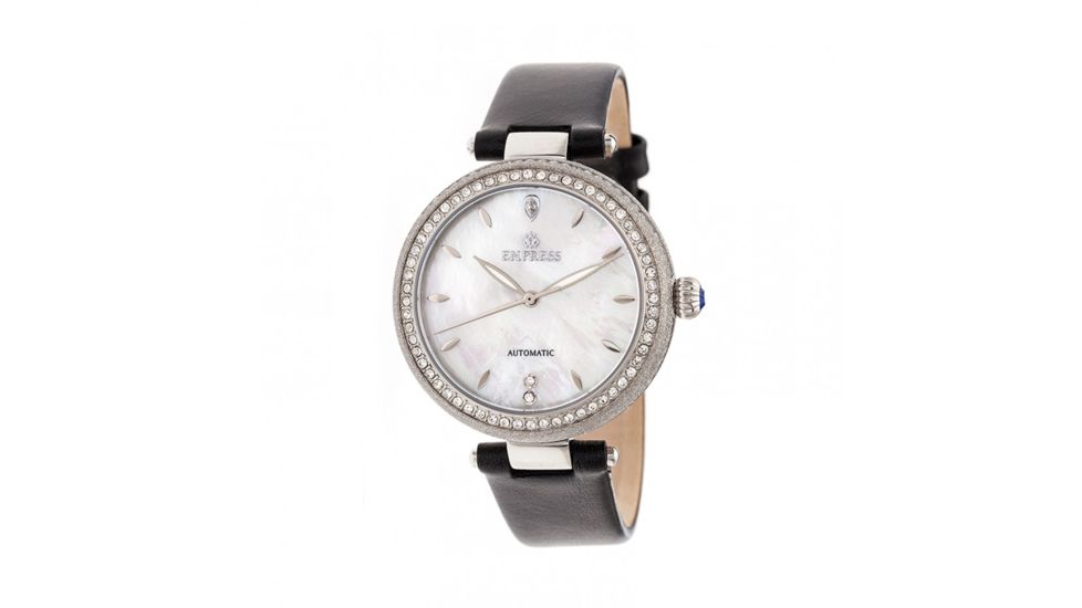 Empress Louise Mother-Of-Pearl Leather-Band Watch, Silver, EMPEM2301