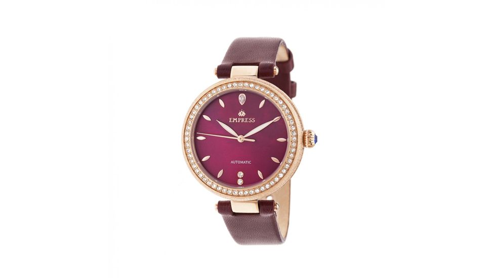 Empress Louise Mother-Of-Pearl Leather-Band Watch, Rose Gold/Burgandy, EMPEM2304