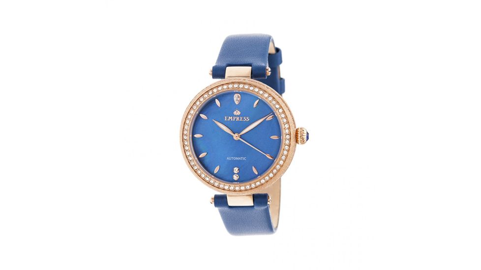 Empress Louise Mother-Of-Pearl Leather-Band Watch, Blue, EMPEM2305