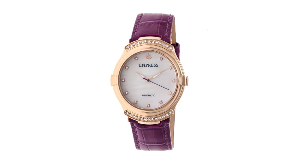Empress Francesca Automatic MOP Leather Band Watches - Women's, Fuschia, One Size, EMPEM2206