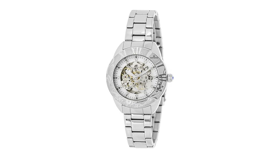 Empress Godiva Automatic Mother-Of-Pearl Skeleton Dial Bracelet Watch, Silver/White, Standard EMPEM1101