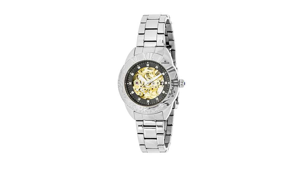 Empress Godiva Automatic Mother-Of-Pearl Skeleton Dial Bracelet Watch, Silver/Black, Standard EMPEM1102