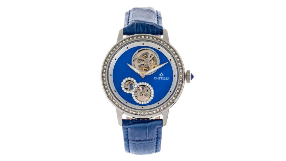 Empress Tatiana Automatic Semi-Skeleton Leather-Band Watch, Blue, One Size, EMPEM2902