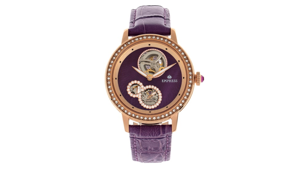 Empress Tatiana Automatic Semi-Skeleton Leather-Band Watch, Purple, One Size, EMPEM2905