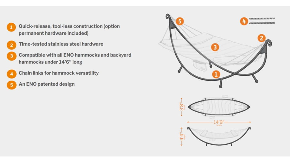 Eno SoloPod XL Hammock Stand, Charcoal, ENO-SOLOXL