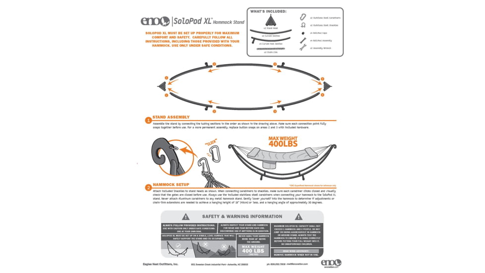 Eno SoloPod XL Hammock Stand, Charcoal, ENO-SOLOXL