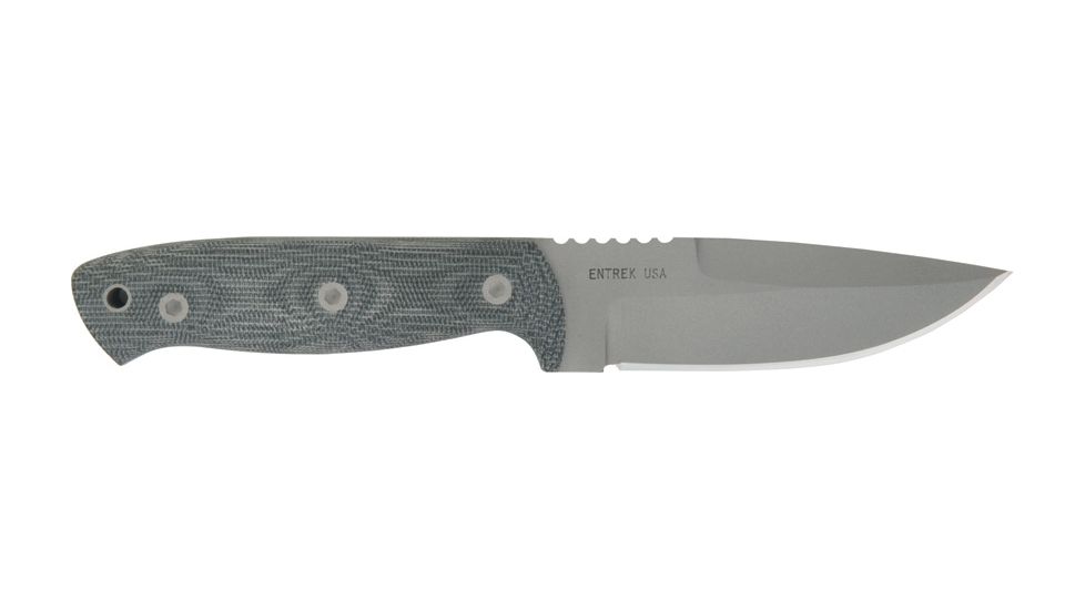 Entrek Companion Fixed Blade Knife, 4.125in, False Edge Blade, Black Canvas Micarta Handle EN19