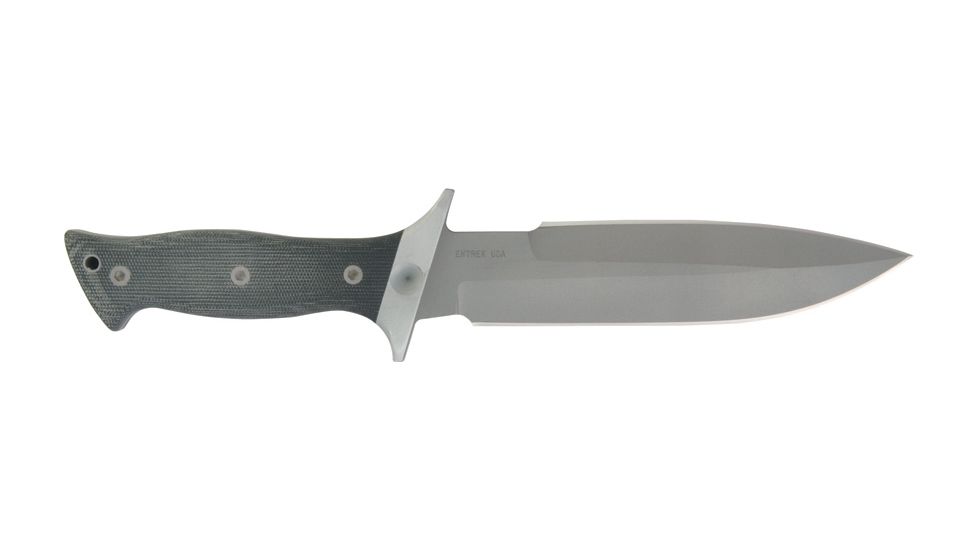 Entrek Merc Fixed Blade Knife,Double Edge Blade, Black Canvas Micarta Handle EN18