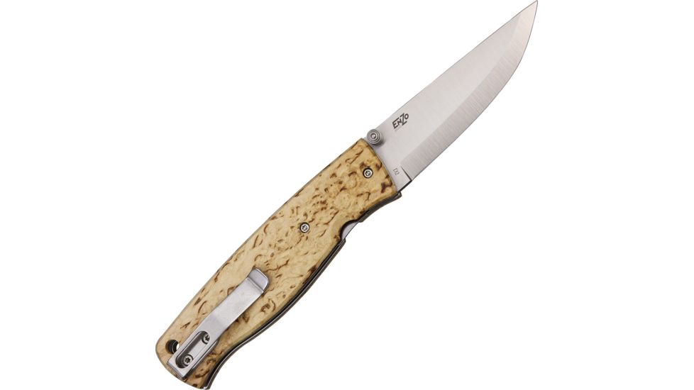 Enzo Birk 75 D2 Sc Curly Birch Folding Knife BRI2502