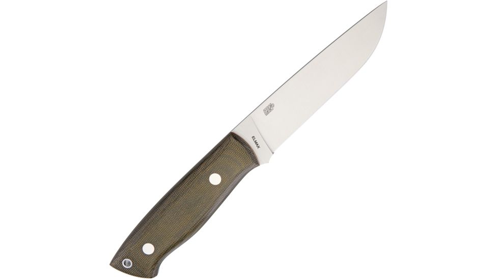 Enzo Trapper 115 Fixed Blade Elmax Fixed Blade Knife, 4.5in, Standard Edge, Satin, Green, Canvas Micarta Handle BRI2066
