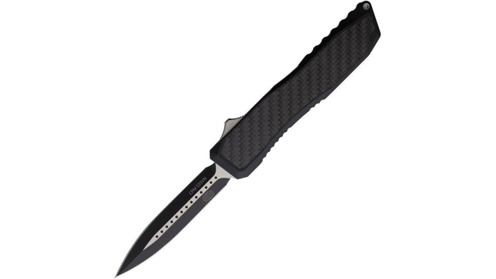 EOS Auto Harpoon OTF Black CF Automatic Folding Knife, EOS117