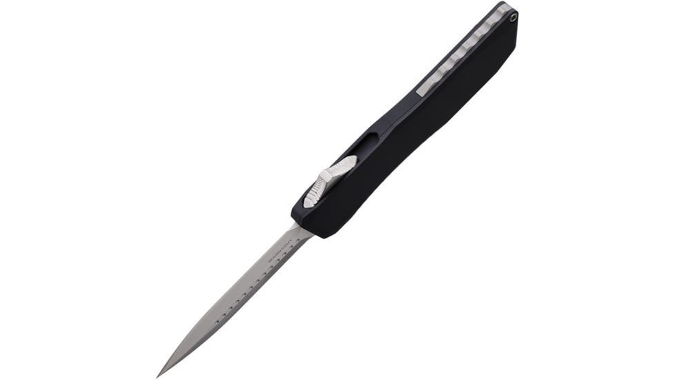 EOS Auto Harpoon OTF Automatic Folding Knife, 3.75in, MagnaCut Steel, Satin Dagger Blade, Black DLC Aluminum Handle, AUTO BLACK AND SATIN DAGGER