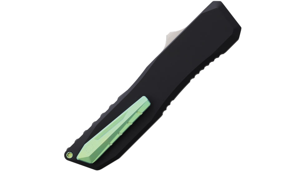 EOS Auto Harpoon OTF Automatic Folding Knife, 3.75in, MagnaCut Steel, Two-Tone Satin Double Edge Dagger Blade, Black Sculpted Aluminum Handle, AUTO BLACK 2 TONE HEX DAGGER
