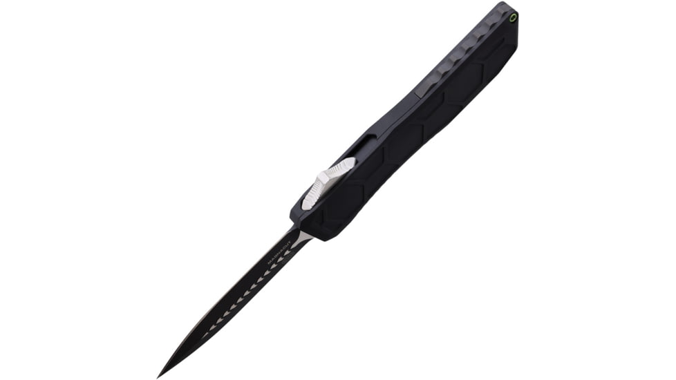 EOS Auto Harpoon OTF Automatic Folding Knife, 3.75in, MagnaCut Steel, Two-Tone Satin Double Edge Dagger Blade, Black Sculpted Aluminum Handle, AUTO BLACK 2 TONE HEX DAGGER