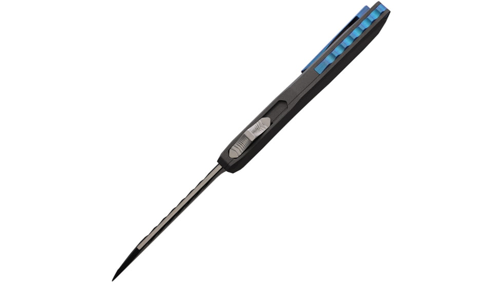 EOS Auto Harpoon OTF Automatic Folding Knife, 3.75in, CPM-20CV Stainless, Tanto Blade, Gray/Blue Aluminum Handle, EOS123