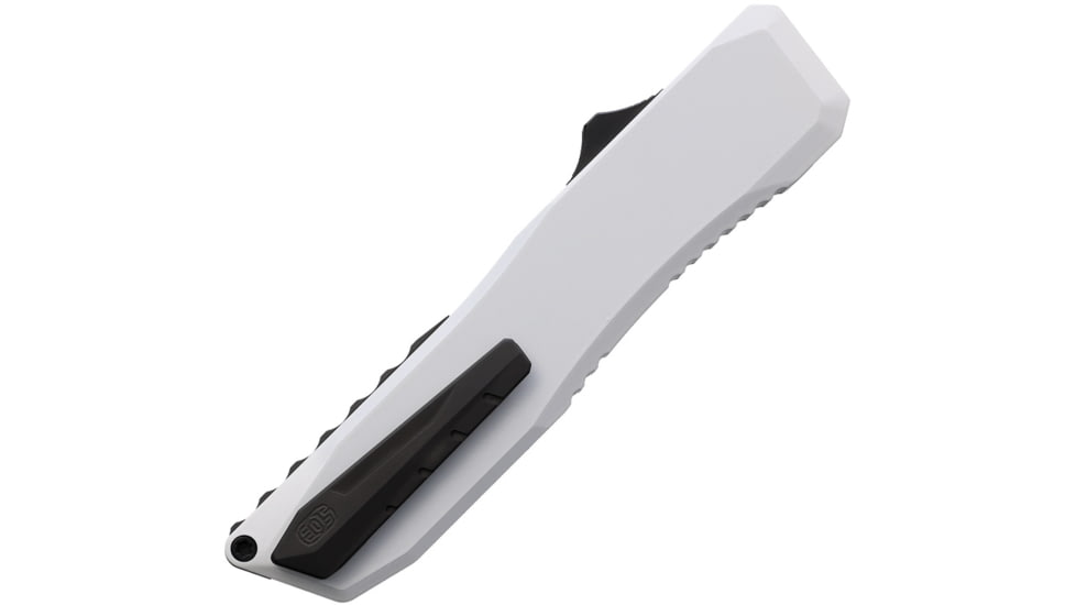 EOS Harpoon OTF Automatic Folding Knife, 3.75in, CPM 20CV, Sheepsfoot, Aluminum Handle, White, AUTO STORMTROPPER BLACK RAZOR