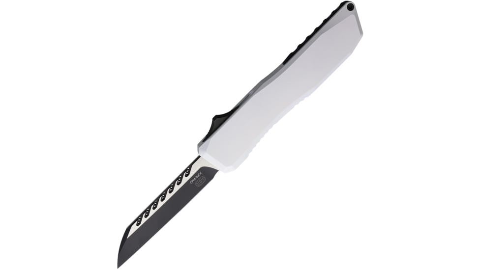 EOS Harpoon OTF Automatic Folding Knife, 3.75in, CPM 20CV, Sheepsfoot, Aluminum Handle, White, AUTO STORMTROPPER BLACK RAZOR