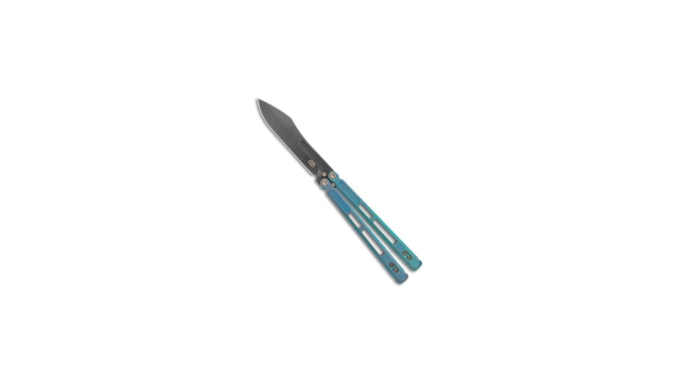 Eos EOS Trident Balisong Butterfly Knife Antique Green Ti 4.5" Black DLC, Green, CPM S30V, adult, BHQ-120716