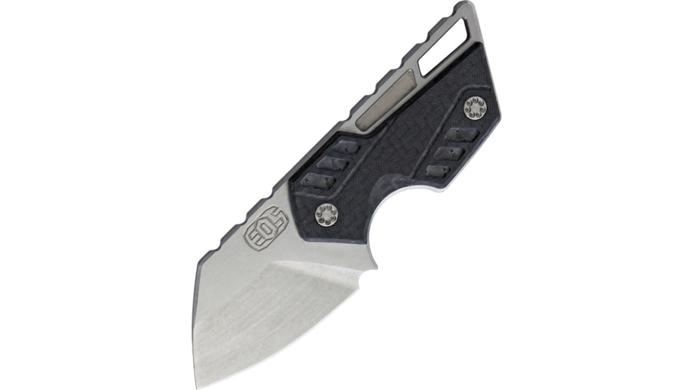 EOS Krab 007 Fixed Blade Knife, 5in Overall, 2in Cpm-154 SS Blade, Carbon Fiber Handle, Stonewash And Satin Blade, 007 Hardware, Black Kydex Sheath, EOS003