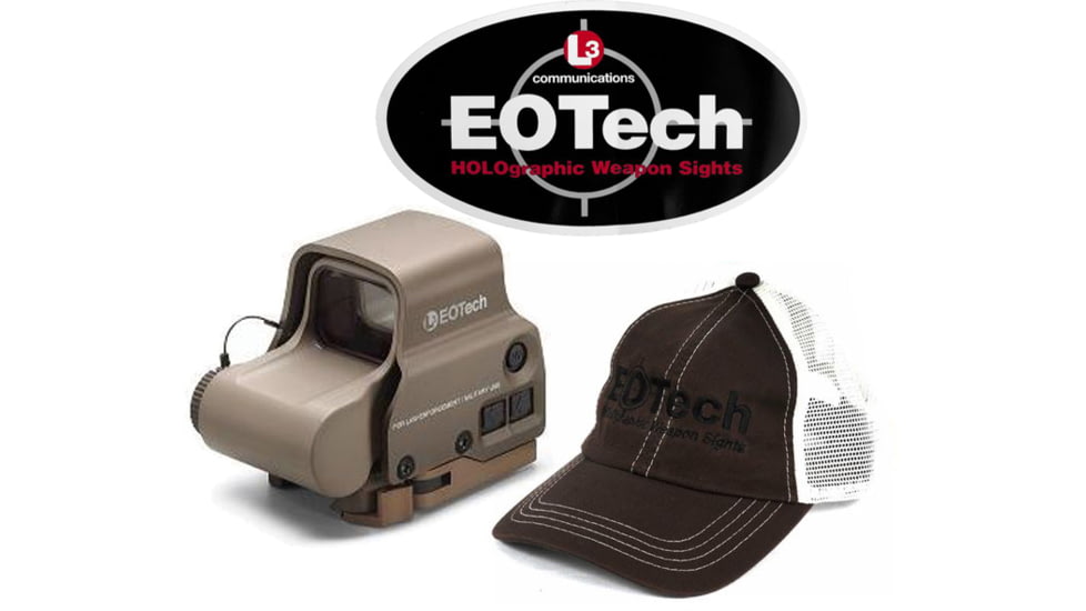 EOTech HWS EXPS 3 Circle Red Dot Sight, 1 Dot Reticle, w/ EOTech Trucker Hat/Sticker, Tan, EXPS3-0TAN-KIT2