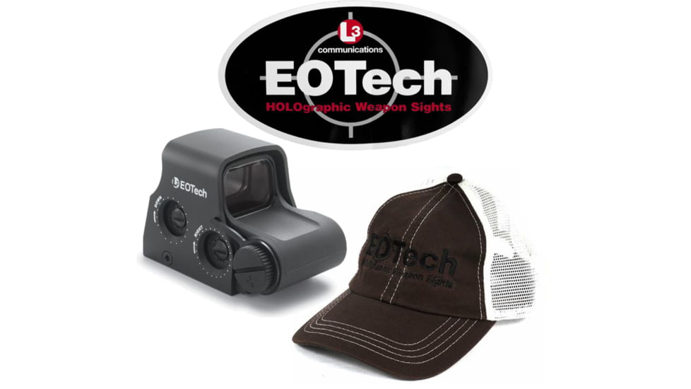 EOTech Transverse Red Dot Sight, 68 MOA Ring and 1 MOA Dot, w/ EOTech Baseball Hat, Sticker, Black, XPS3-0-KIT3