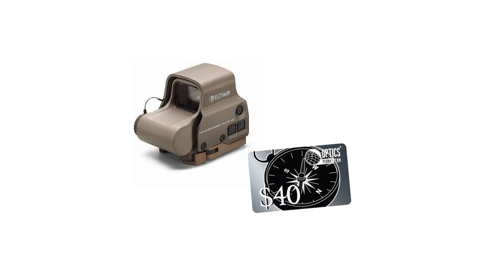 EOTech HWS EXPS 3 Circle Red Dot Sight, 2 Dot Reticle, w/ OpticsPlanet.com Email Gift Certificate - 40, Tan, EXPS3-2TAN-KIT2