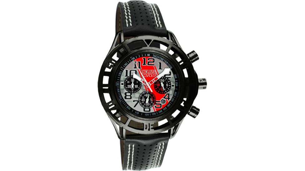 Equipe Eqb106 Mustang Boss 302 Mens Watch - Black Case, Silver Dial w/ Red Stripe