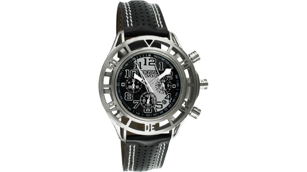 Equipe Eqb107 Mustang Boss 302 Mens Watch - Silver Case, Black Dial w/ Silver Stripe