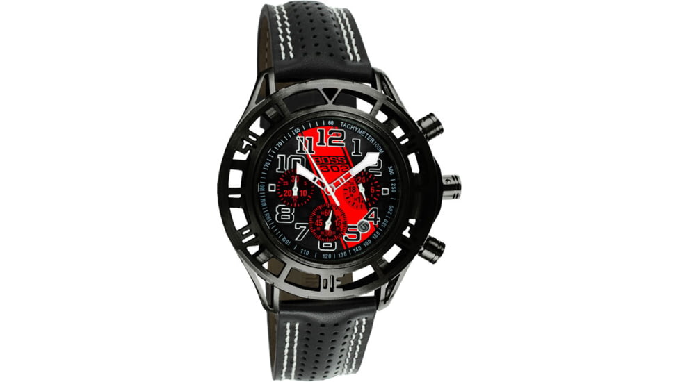 Equipe Eqb108 Mustang Boss 302 Mens Watch - Black Case, Black Dial w/ Red Stripe