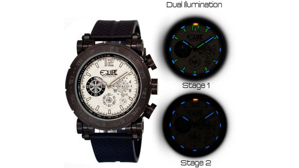 Equipe Tritium Stud Wrist Watches - Men's, Black/White, One Size, EQUET505