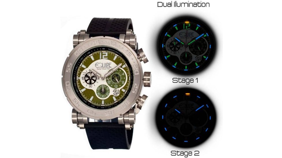 Equipe Tritium Stud Mens Watch, Black-Silver-Olive EQUET507