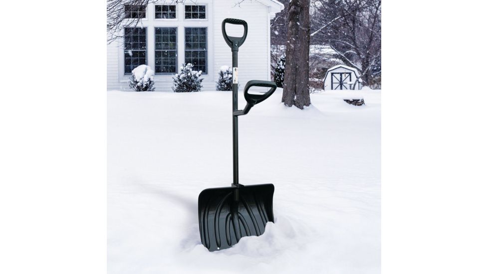 Ergiesystems 18in Two-Handed Ergonomic Snow Shovel, Black SNW101