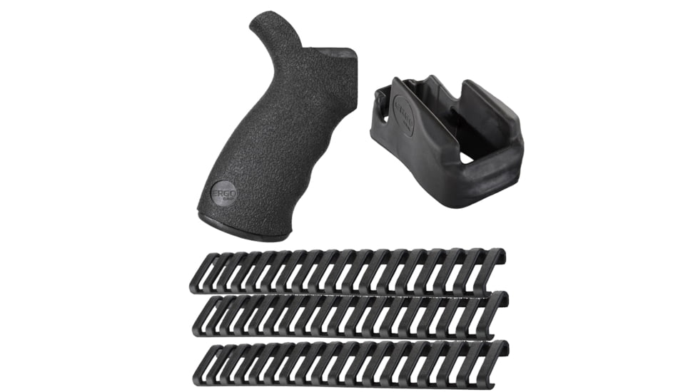ERGO AR-15 Furniture Kit - Grip, MagWell Grip and Rail Covers, Black, 6400-BK