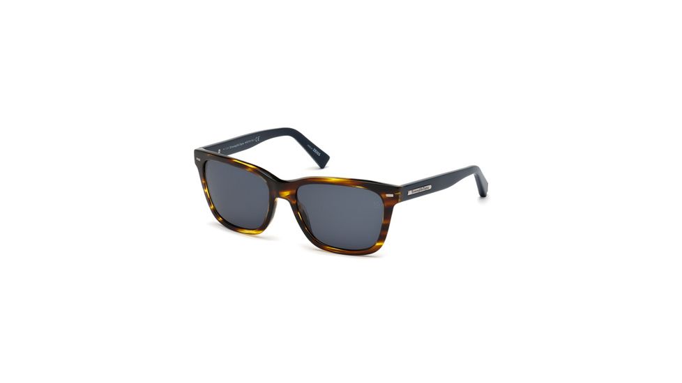 Ermenegildo Zegna EZ0002 Sunglasses - Dark Brown Frame Color, Blue Lens Color