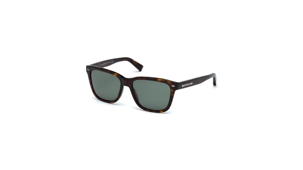 Ermenegildo Zegna EZ0002 Sunglasses - Dark Havana Frame Color, Green Polarized Lens Color