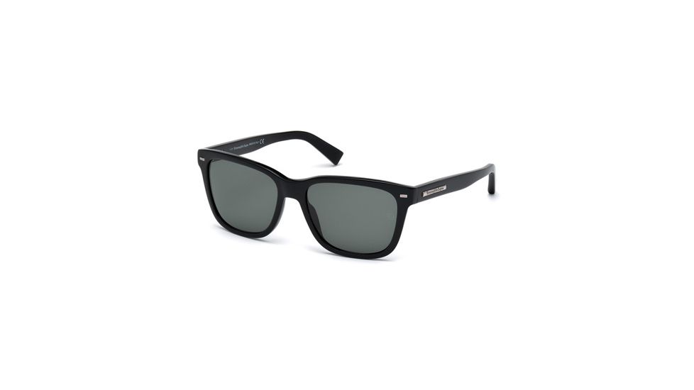 Ermenegildo Zegna EZ0002 Sunglasses - Shiny Black Frame Color, Green Lens Color