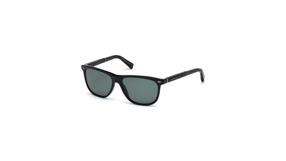 Ermenegildo Zegna EZ0009 Sunglasses - Shiny Black Frame Color, Green Lens Color