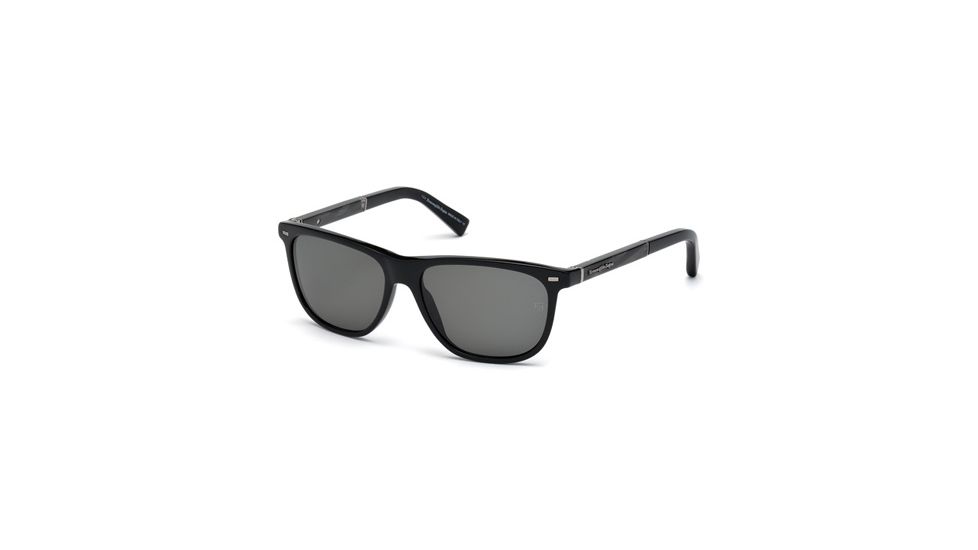 Ermenegildo Zegna EZ0009 Sunglasses - Shiny Black Frame Color, Smoke Lens Color