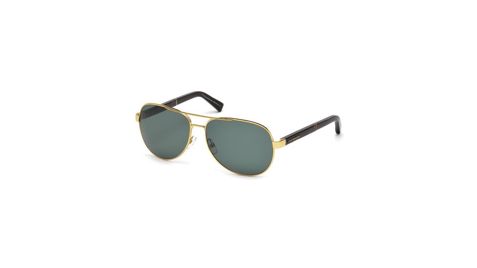 Ermenegildo Zegna EZ0010 Sunglasses - Shiny Endura Gold Frame Color, Green Polarized Lens Color