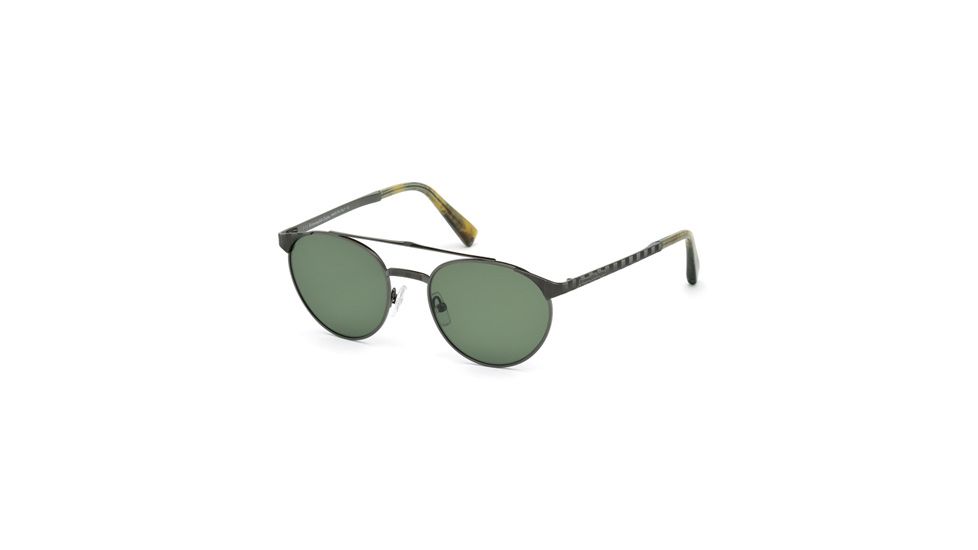 Ermenegildo Zegna EZ0026 Sunglasses - Shiny Gun Metal Frame Color, Green Lens Color