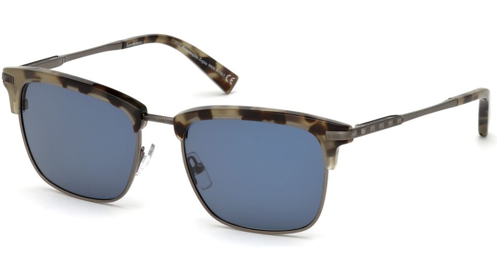 Ermenegildo Zegna EZ0092 Sunglasses - Coloured Havana Frame Color, Blue Lens Color