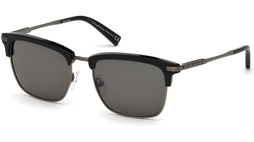 Ermenegildo Zegna EZ0092 Sunglasses - Shiny Black Frame Color, Green Lens Color