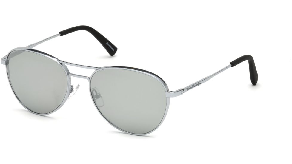 Ermenegildo Zegna EZ0098 Sunglasses - Shiny Rhodium Frame Color, Smoke Mirror Lens Color