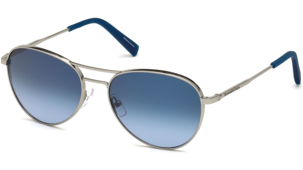 Ermenegildo Zegna EZ0098 Sunglasses - Shiny Light Ruthenium Frame Color, Gradient Blue Lens Color