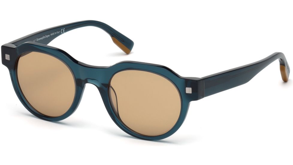 Ermenegildo Zegna EZ0102 Sunglasses - Shiny Blue Frame Color, Brown Lens Color