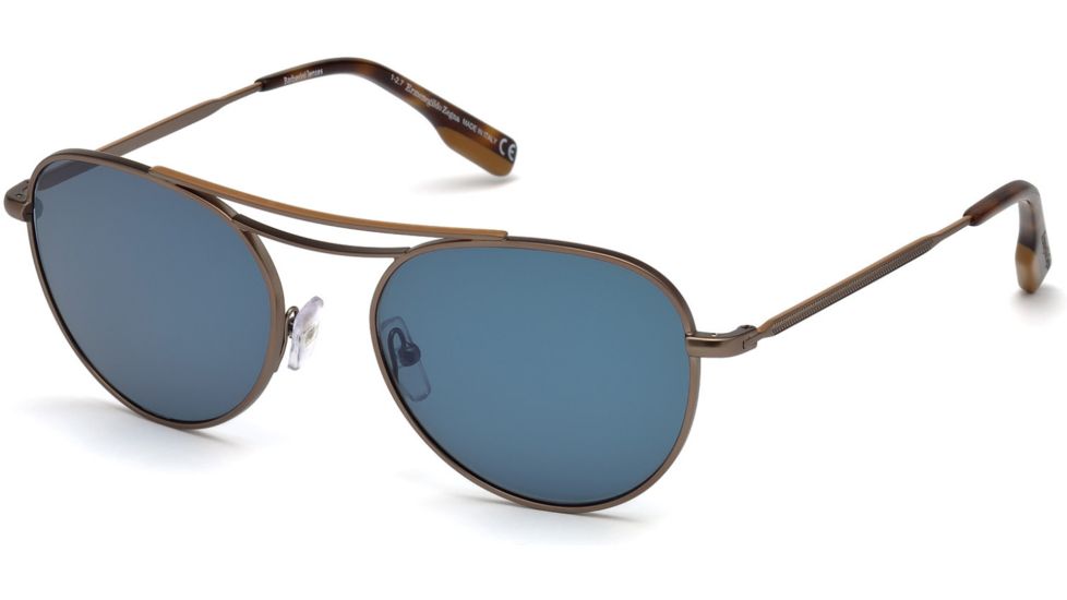 Ermenegildo Zegna EZ0103 Sunglasses - Matte Light Bronze Frame Color, Blue Lens Color