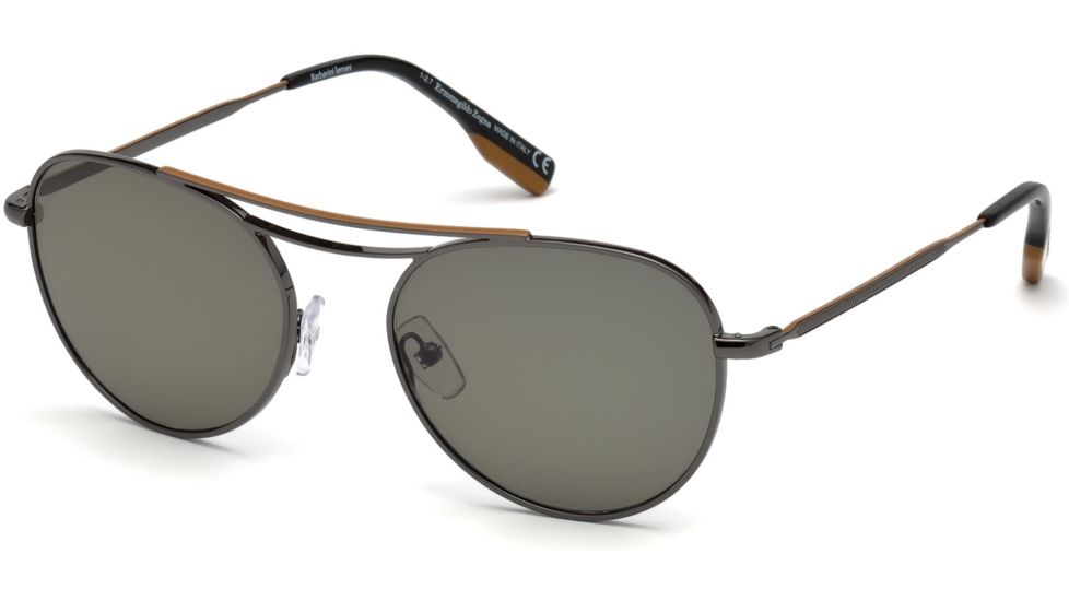 Ermenegildo Zegna EZ0103 Sunglasses - Shiny Gumetal Frame Color, Green Lens Color