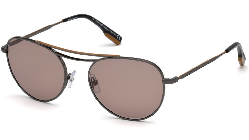 Ermenegildo Zegna EZ0103 Sunglasses - Shiny Gunmetal Frame Color, Brown Lens Color