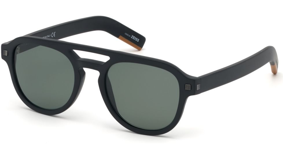 Ermenegildo Zegna EZ0113 Sunglasses - Matte Black Frame Color, Green Polarized Lens Color