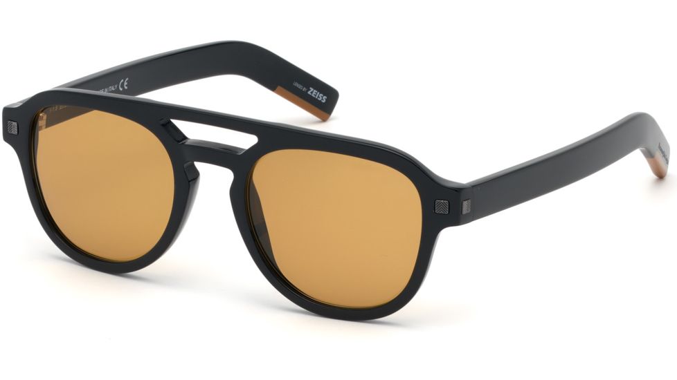 Ermenegildo Zegna EZ0113 Sunglasses - Shiny Black Frame Color, Brown Lens Color